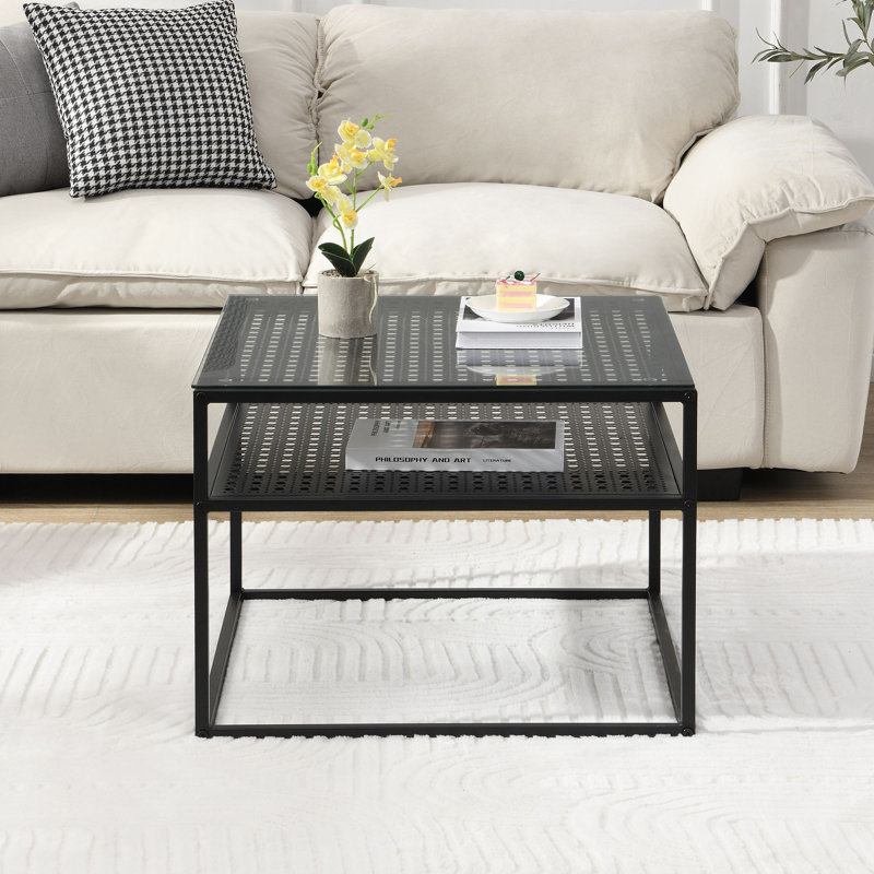 60cm Glass Top Console Table, Black