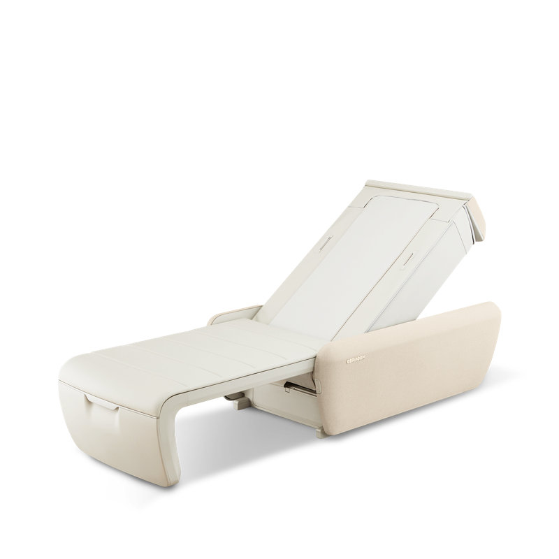 Leather Heated Massage Chair Ottoman Included, Beige