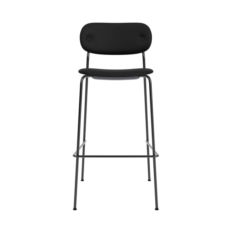 Co Chair Leather Upholstered Seat and Back, Black, Bar Stool (30.9” Seat Height)