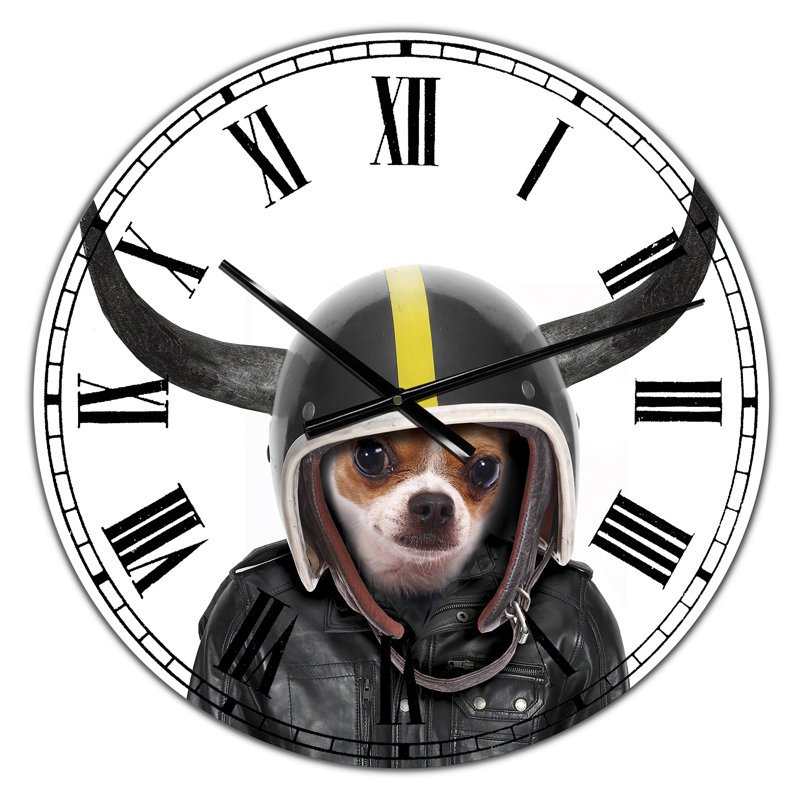 Petit chien avec Attitude - grande horloge murale moderne, Petit