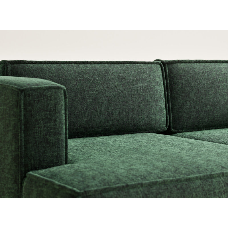 Four-Seater Corner Sofa With Bed Function, Dark Green Polyester/Chenille, Left Hand Facing