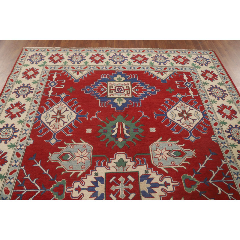 Tapis rouge à motif oriental Kazak