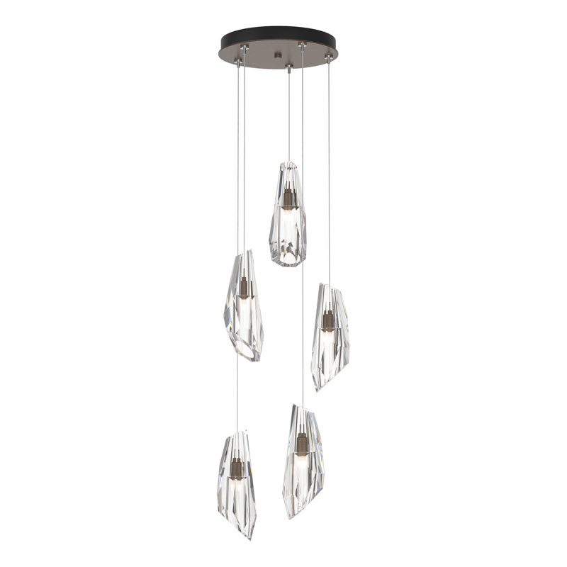 Luminaire suspendu 5 lumières Luma, Standard: 16 po à 80 po, Bronze
