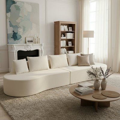 Canapé modulaire incurvé moderne de 138,6 po avec éponge entièrement compressée haute densité, ensemble de 2 pièces, entièrement assemblé faisant face à la gauche / à la droite, parfait pour le salon, le salon