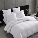 Waffle Pique Vera Wang Solid Textured Pleats White Duvet Cover Set