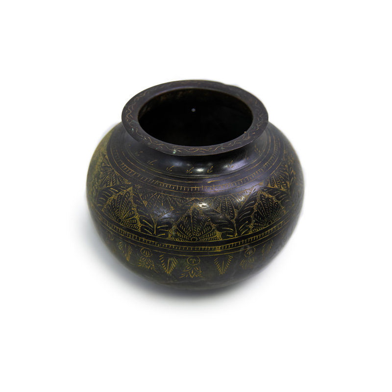 Vase en pot rétro avec arabesque végétale