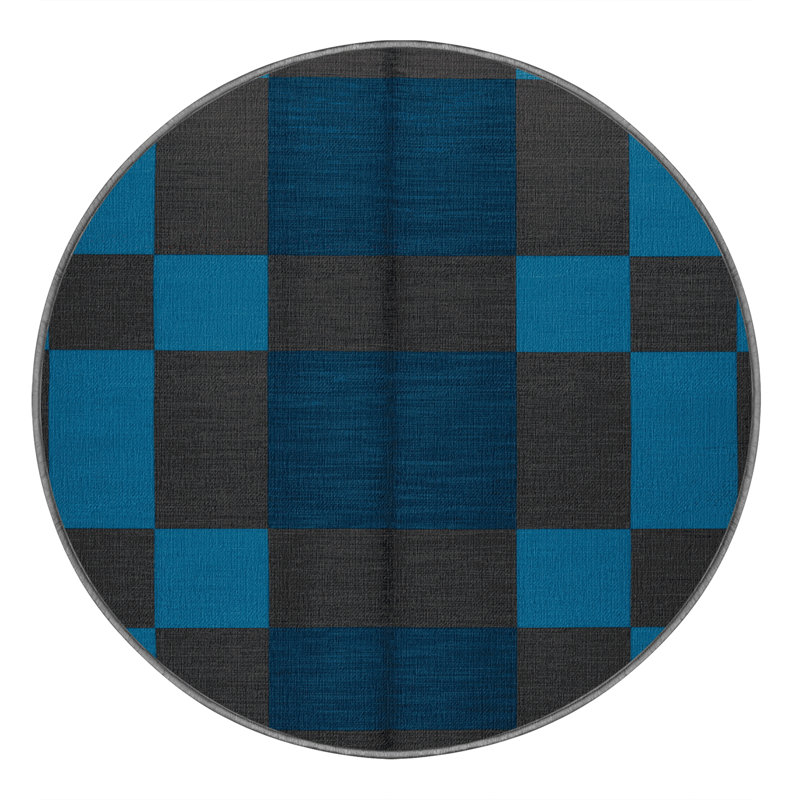 Machine Washable Checkered Gray Area Rug, Round 8'