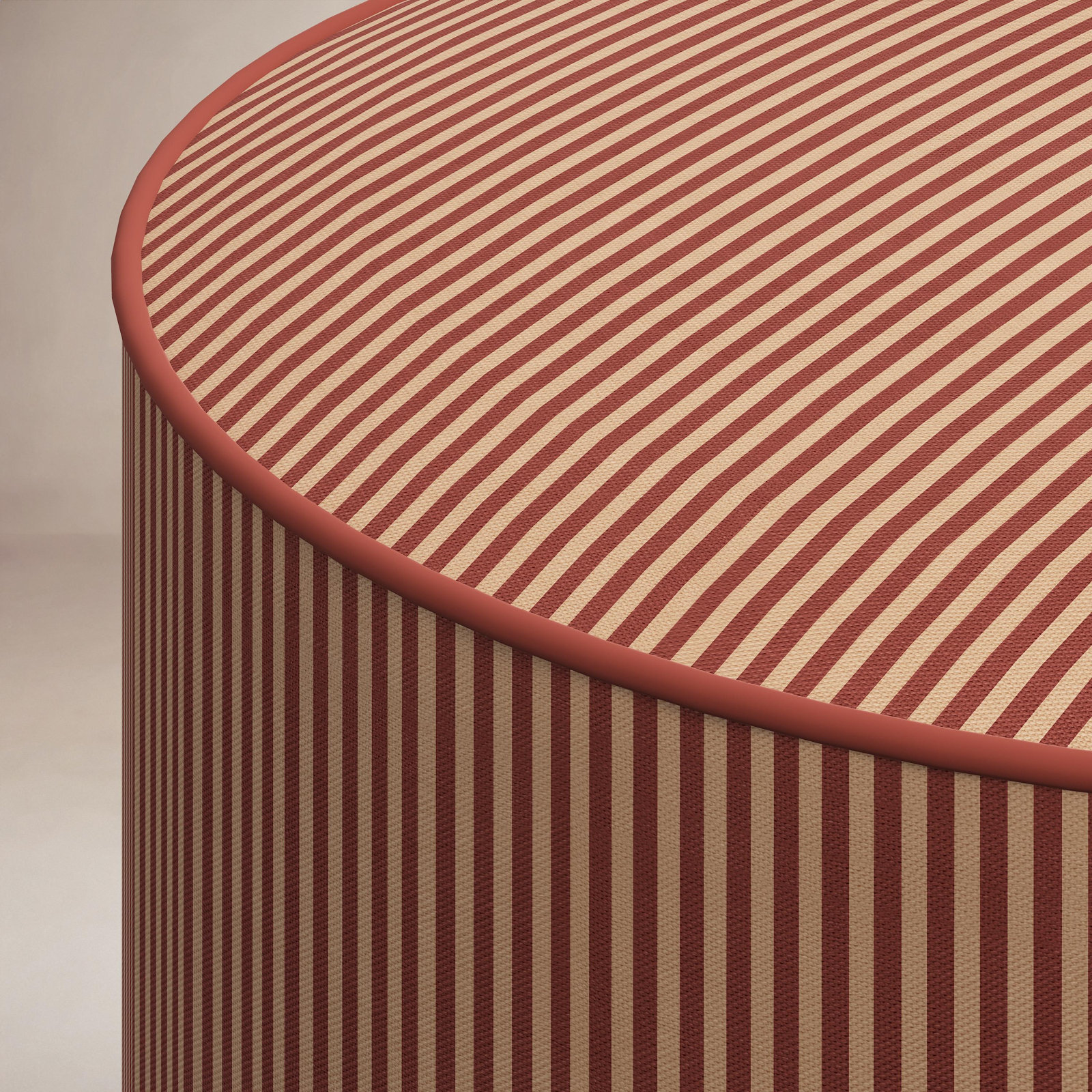 Upholstered Ottoman, Prep Stripe Tonal Clay Clay Welt
