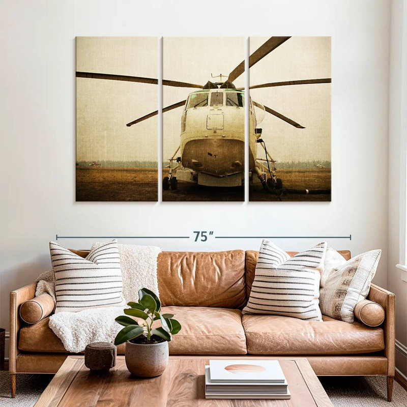 Hélicoptère grunge Sikorsky, H 42 po x l 65 po