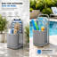 Étagère de rangement pour bouées de piscine Sunjoy 40 cm, structure en aluminium antirouille, résine tressée facile à nettoyer, idéale pour ranger coussins, bouées, frites de piscine et jouets de piscine. Grise.-94810487