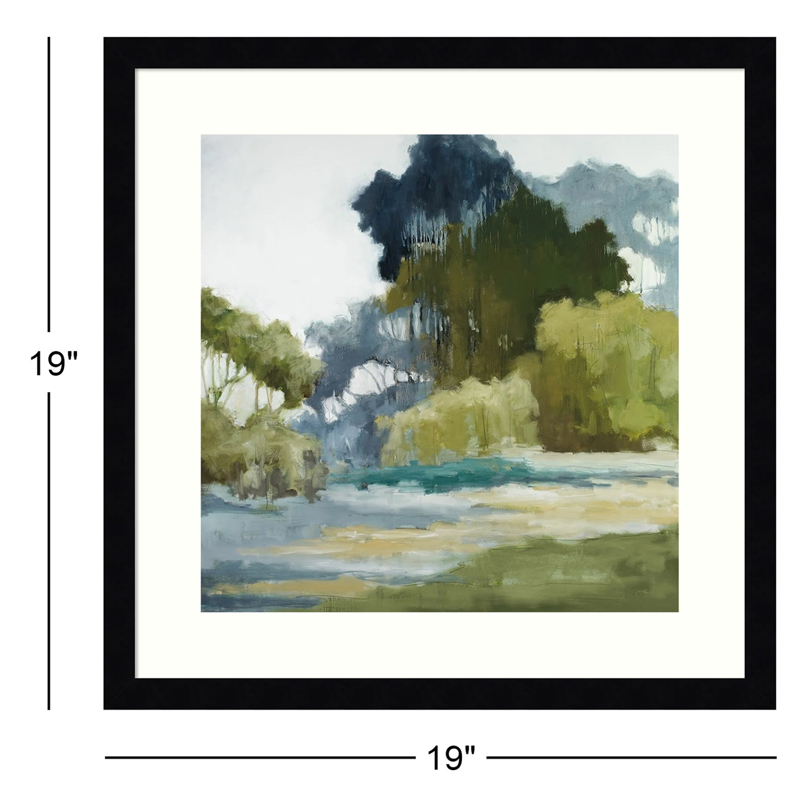 Bean Fileds Tall Trees by Jacqueline Ellens, Black Framed Paper, 19" H x 19" W