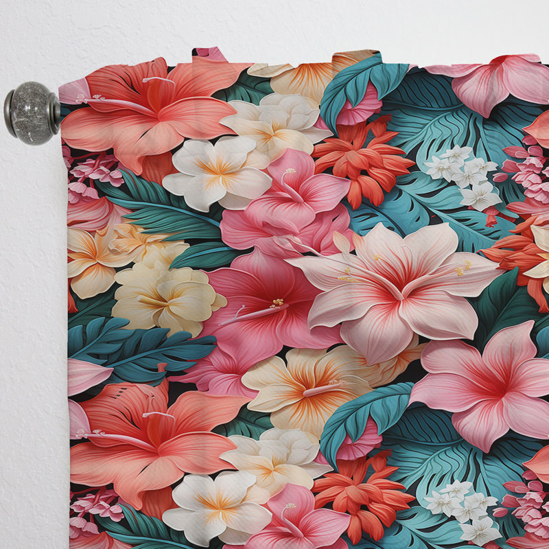 Tropicana fantaisie motif tropical I - Rideau floral - Velours obscurcissant - 1 panneau, L 52 po x L 120 po