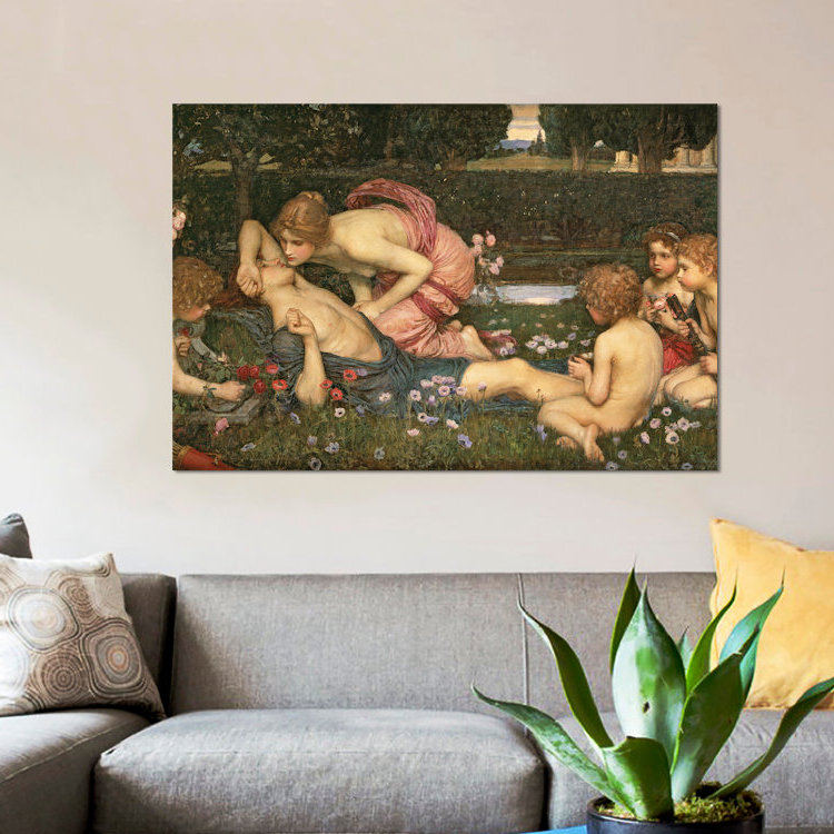 «The Awakening of Adonis, 1899» par John William Waterhouse, reproduction sur toile, H 26 po x l 40 po x P 1,5 po, Non mat