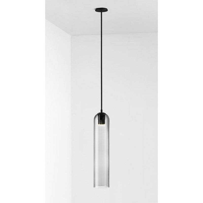 Lustre Deliguori, Amber, H 34 po x l 12 po x P 12 po, Laiton satiné