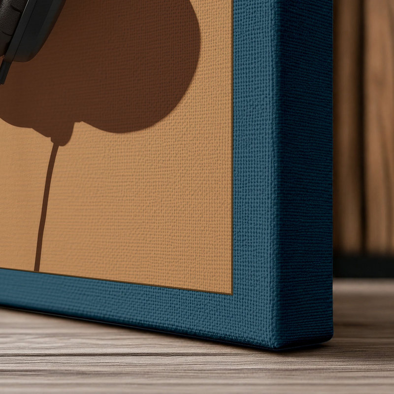 Studio Headphones Minimalist - Wrapped Canvas, 30x20 - 76.2 x 50.8 cm, Teal Border