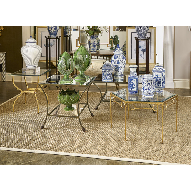 Antique Bronze Mirrored Glass Rectangular End Table