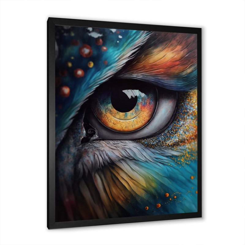 Blue Spirital Owl Eye - Imprimé, Cadre photo noir, H 44 po x l 34 po x P 1,5 po