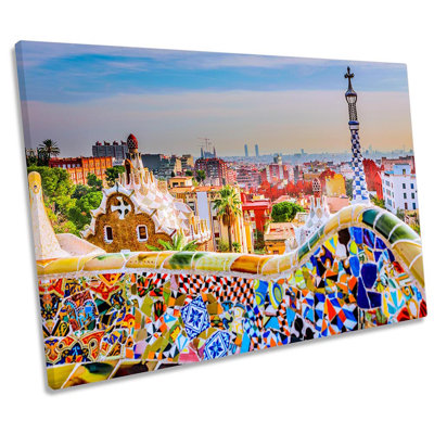 Barcelona Spain Cityscape Framed - Wrapped Canvas Print
