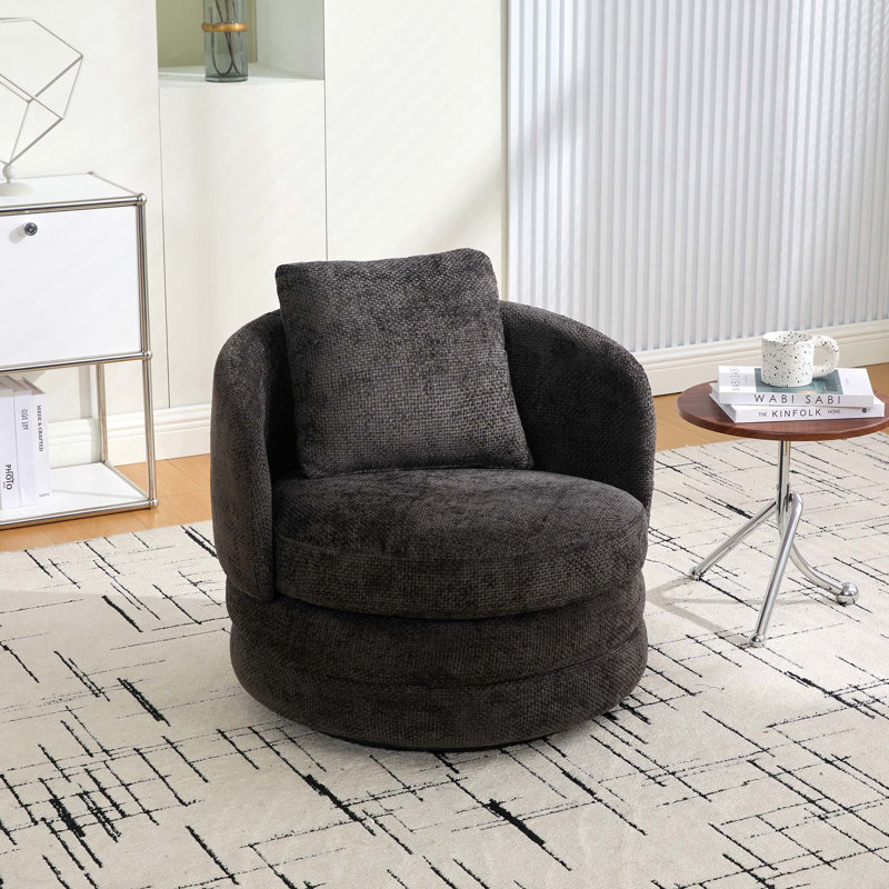 Fauteuil demi-tonneau 30 po 30 po 30 po, Chenille gris foncé