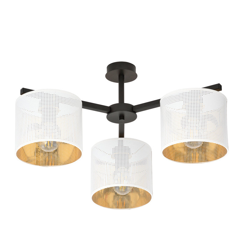 Seppo Flush Mount, White/Gold, 18cm H x 45cm W x 11cm D