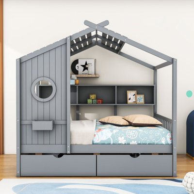 Hyattsville Wood Bed with 2 Drawers and Shelves by Harper Orchard