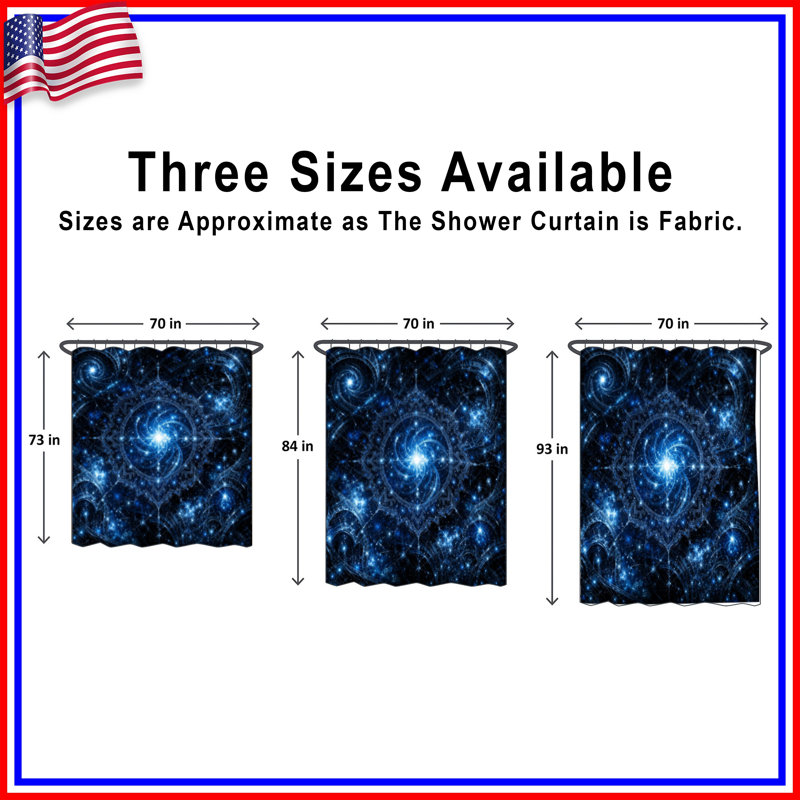 Rideaux de douche Blue Cosmic Fractal Art, 70in W x 84in H
