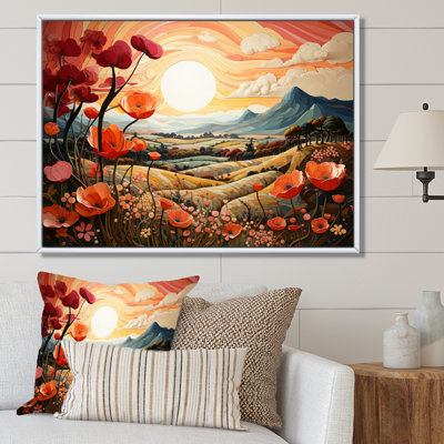«Countryside Red Poppy Field VI», reproduction d'art sur toile
