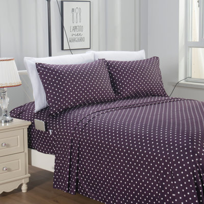 Polka Dots Microfiber Percale Sheet Set, Soft, Hypoallergenic, and Antimicrobial Bedding