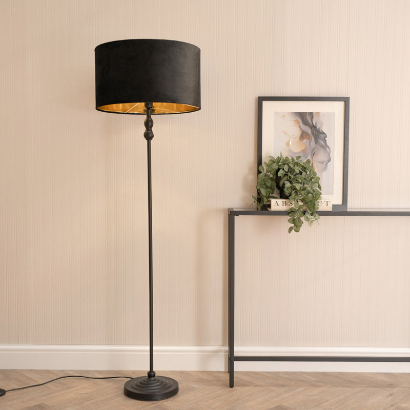 Travilah 151cm Traditional Floor Lamp, Matte, Black/Gold, No