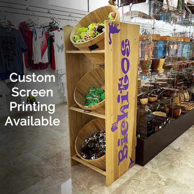 54" H X 20" W - Solid Wood Three-Barrel Display With Full Bushel Barrels