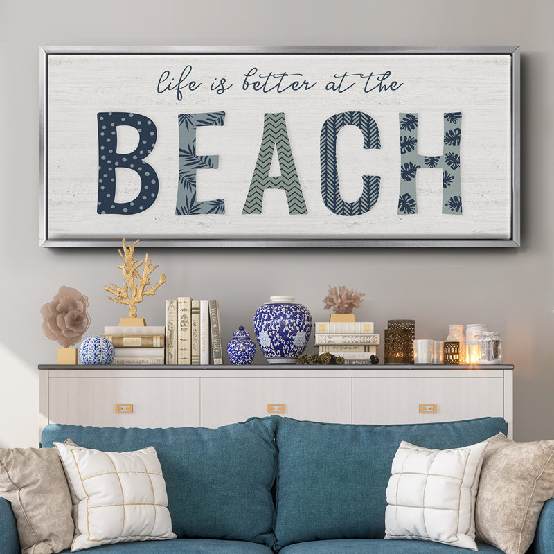 Beach Better - toile encadrée, H 20 po x l 50 po