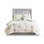 Housse de couette pour lit double / grand en coton 4 pièces - Shabby Chic, brodée avec médaillon et motif inversé, comprend une couette, 2 taies décoratives 1 coussin décoratif, lavable à la machine réversible double / grand, coton,