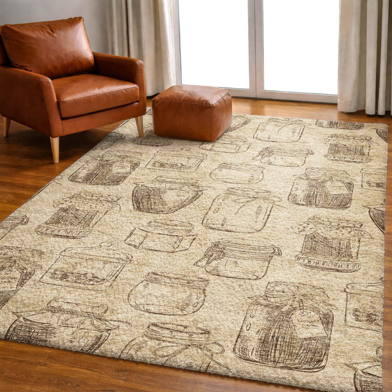 Premium Machine Washable Dream Shag ADS173 Mason Jars Rug, 8' x 10'