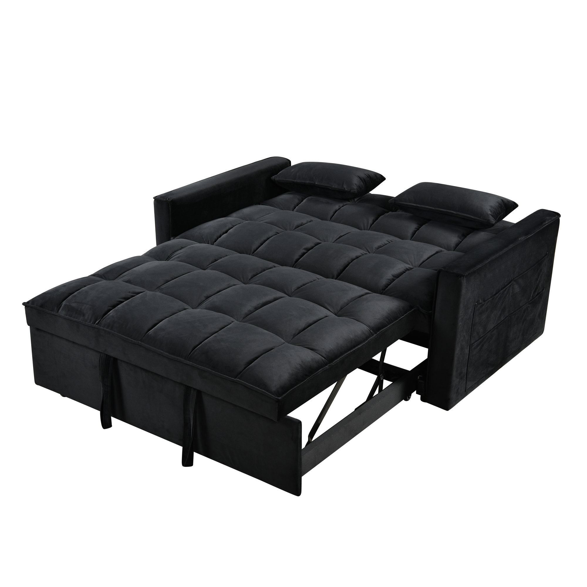 Everly Quinn 3 In 1 Convertible Sleeper Sofa Bed, Modern Loveseat Futon ...