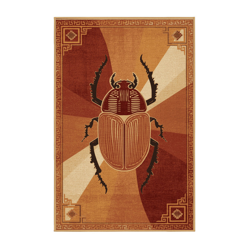 Machine Washable Bergland Traditional Oriental Rug in Brown – LightBrown Binding, 7x9