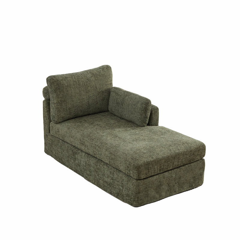 Chaise longue rembourrée L 60 po, Orienté à droite, Vert