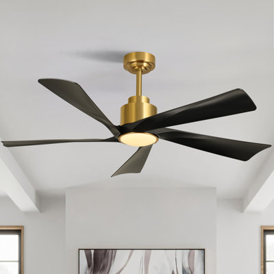 Karlena 52" ABS Blades Ceiling Fan with Light, Remote, Reversible DC Motor, 6-Speed, 3-Color Dimmable, Timer & Memory (Set of 2)