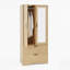 Armoire 2 portes en bois avec tringle, tiroirs, lumière à induction et miroir pour le rangement et l'organisation de la chambre à coucher