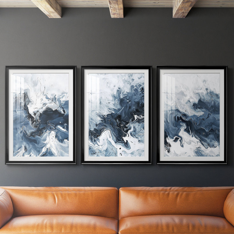 NAUTICAL Series CCxxxl - Impression encadrée sur mesure de qualité supérieure - 3 pièces, Noir, H 21 po x l 30 po