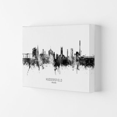Huddersfield England Skyline Black White City Name by Michael Tompsett - Print
