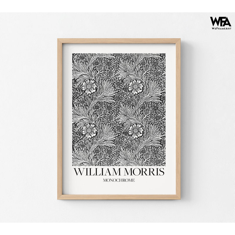 Marigold monochrome par William Morris, affiche florale, cadeau avec impression de souci, très grande fleur, idée de cadeau de grand-mère