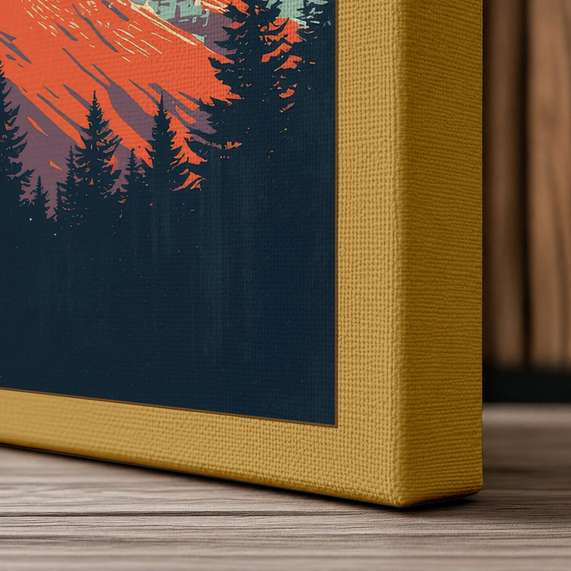 Mountains at Sunrise Modern - Wrapped Canvas, 18x12 - 45.7 x 30.5 cm, Ochre Border