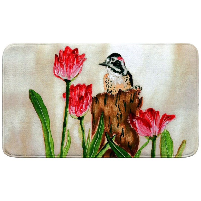 Woodpecker Bath Mat, 30" L x 18" W
