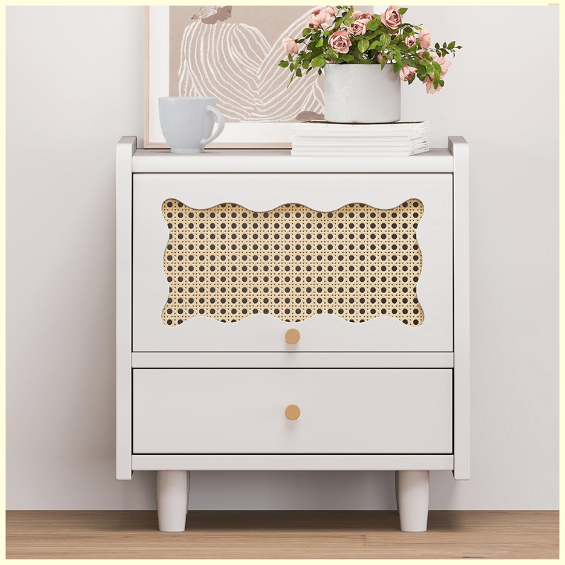 Table de chevet en bois, Blanc