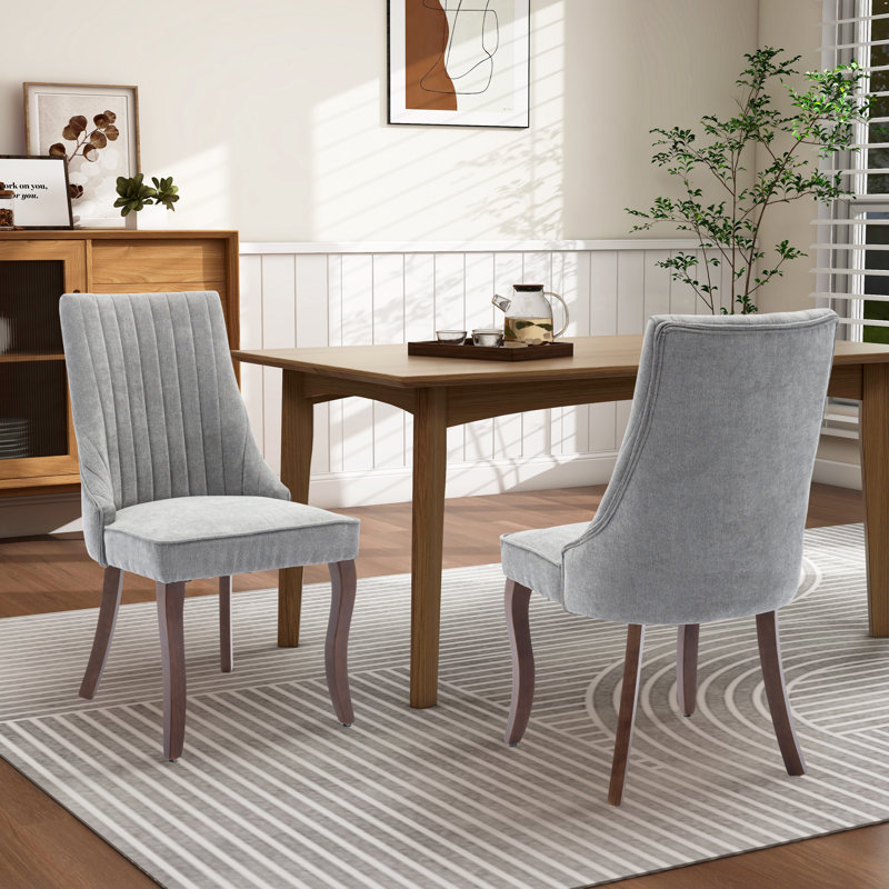 Tufted Upholstered Dining Chairs, Gray