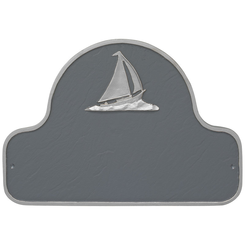 Plaque d'adresse voilier voilier, Gris / Argent