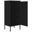 Armoire de rangement haute haute, 1 porte, 2 tablettes, acier noir mat moderne