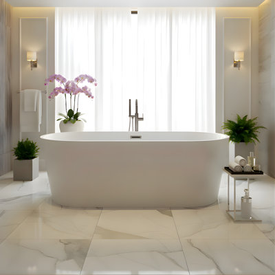 67" x 32" Freestanding Soaking Acrylic Bathtub