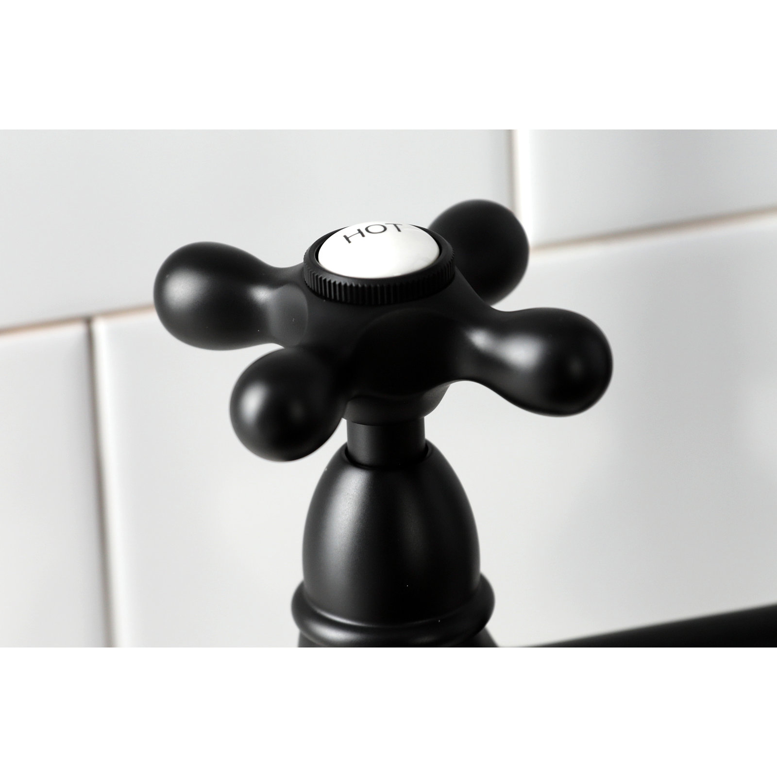 Kingston Brass Heritage Bridge Faucet with Sprayer, Matte Black