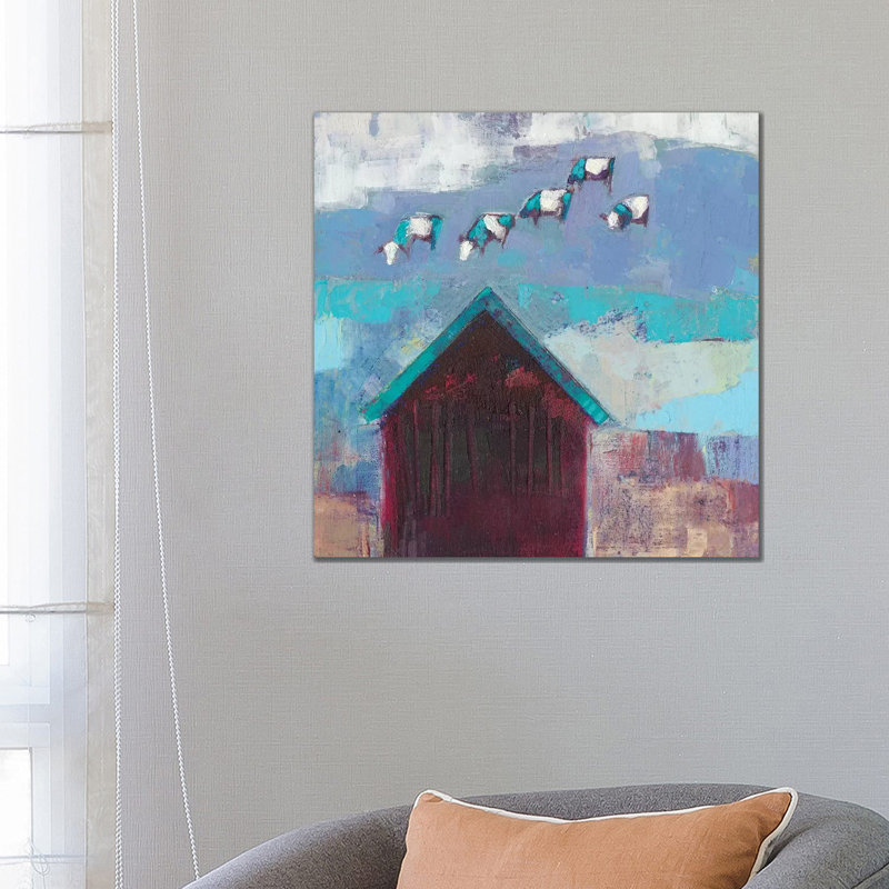 Cow Cloud Barn by Sue Jachimiec - Wrapped Canvas Painting, 66.04 cm H x 66.04 cm W